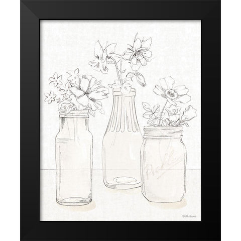 Peaceful Petals III Neutral Black Modern Wood Framed Art Print by Grove, Beth