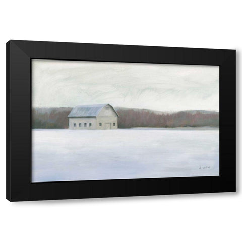 Winter Barn Black Modern Wood Framed Art Print with Double Matting by Wiens, James