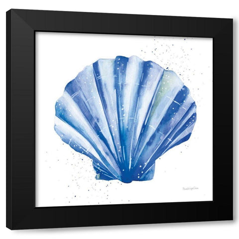 Scallop Shell Sq Black Modern Wood Framed Art Print by Charro, Mercedes Lopez