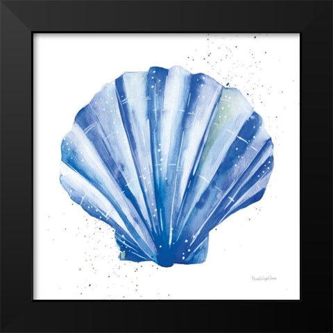 Scallop Shell Sq Black Modern Wood Framed Art Print by Charro, Mercedes Lopez