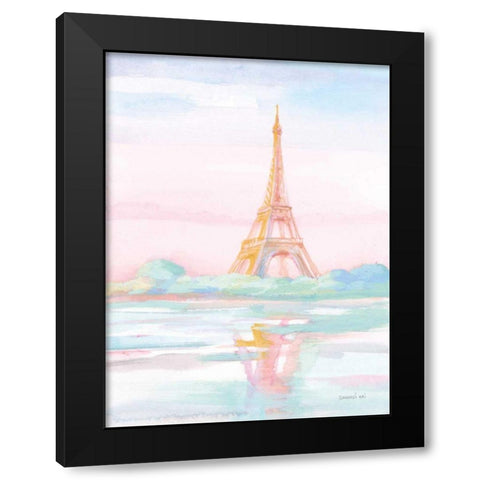 Pastel Paris V Black Modern Wood Framed Art Print by Nai, Danhui