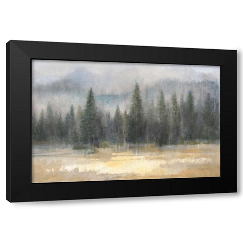 Misty Pines Black Modern Wood Framed Art Print with Double Matting by Nai, Danhui