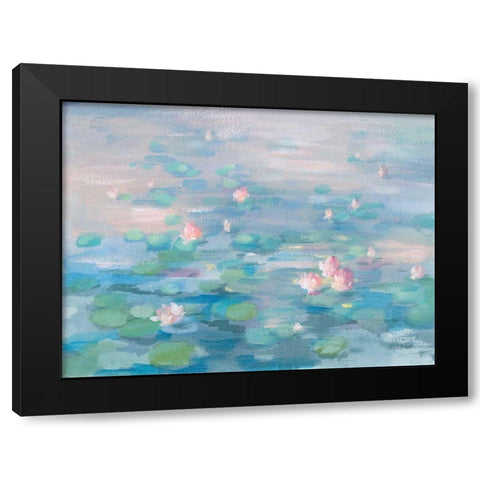 Sunrise Waterlilies Black Modern Wood Framed Art Print by Nai, Danhui