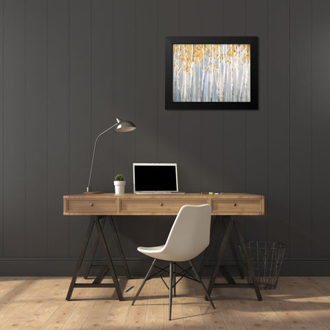 Golden Birches Black Modern Wood Framed Art Print by Nai, Danhui