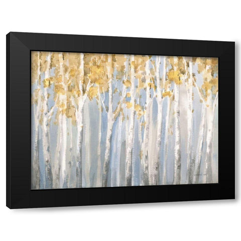 Golden Birches Black Modern Wood Framed Art Print by Nai, Danhui