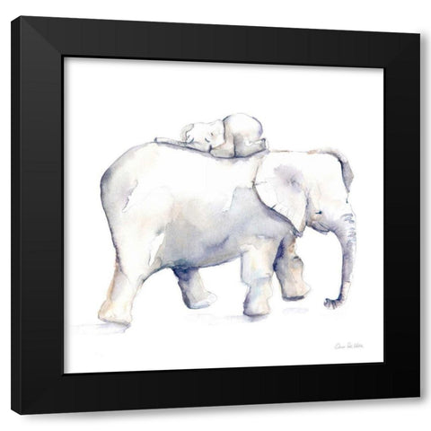 Baby Elephant Love III Black Modern Wood Framed Art Print with Double Matting by Valle, Aimee Del