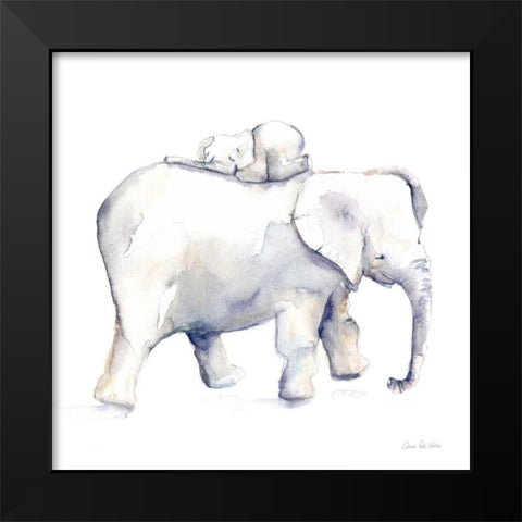 Baby Elephant Love III Black Modern Wood Framed Art Print by Valle, Aimee Del
