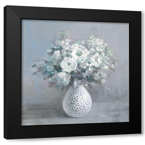 Touch of Spring II Sage Black Modern Wood Framed Art Print with Double Matting by Nai, Danhui