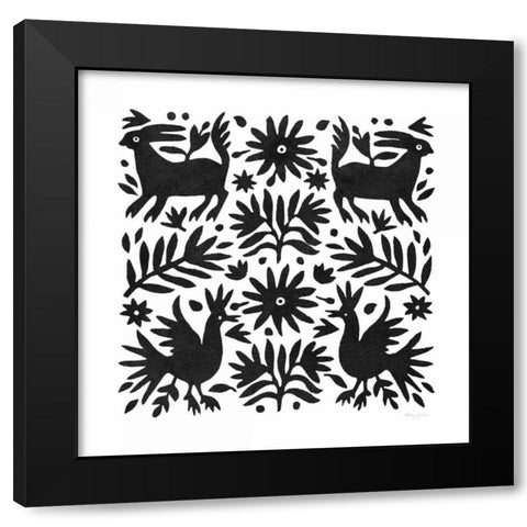 Otomi Elegance Black I Black Modern Wood Framed Art Print by Green, Nancy