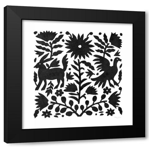 Otomi Elegance Black III Black Modern Wood Framed Art Print with Double Matting by Green, Nancy
