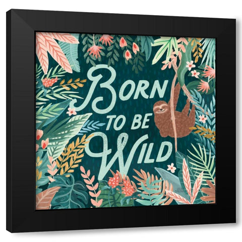 Jungle Hangout II Born to be Wild Black Modern Wood Framed Art Print with Double Matting by Marshall, Laura