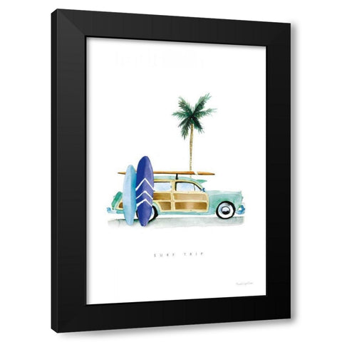 Surf Days I Black Modern Wood Framed Art Print by Charro, Mercedes Lopez