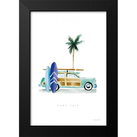 Surf Days I Black Modern Wood Framed Art Print by Charro, Mercedes Lopez