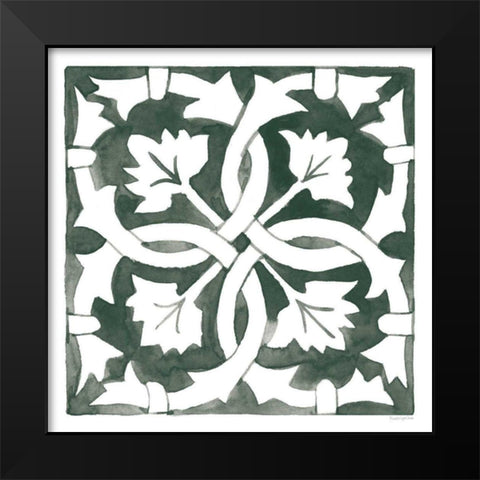 Andalusian Tile III Pine Green Black Modern Wood Framed Art Print by Charro, Mercedes Lopez