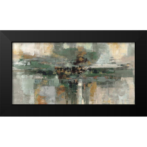 Morning Fjord Rifle Green Black Modern Wood Framed Art Print by Vassileva, Silvia