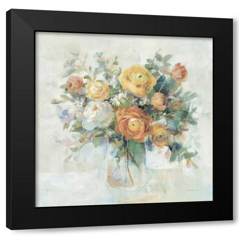 Blooming Splendor I Neutral Black Modern Wood Framed Art Print by Nai, Danhui