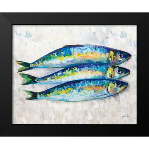 Fish Trio Black Modern Wood Framed Art Print by Vertentes, Jeanette