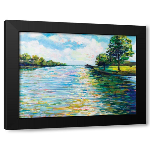 Lake View Black Modern Wood Framed Art Print with Double Matting by Vertentes, Jeanette