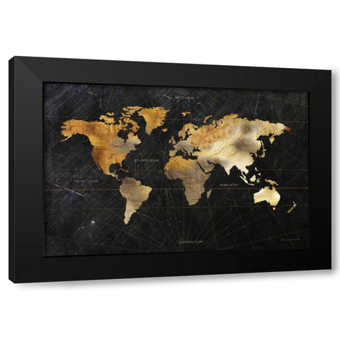 Dramatic World Map Black Modern Wood Framed Art Print by Escalante, Omar