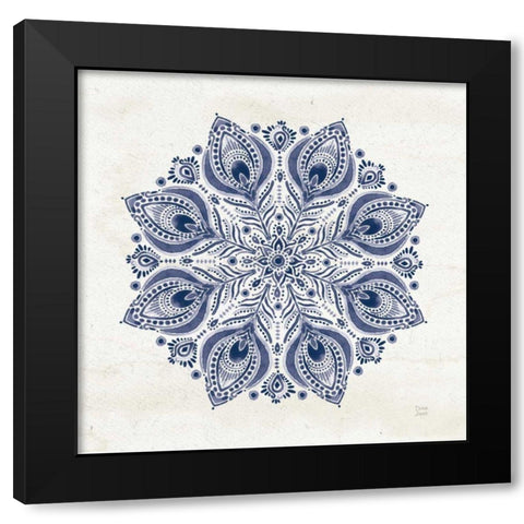 Bohemian Vibes VI Mandala Blue Black Modern Wood Framed Art Print by June, Dina