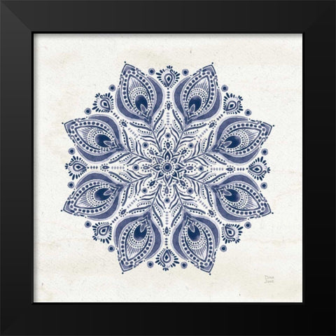 Bohemian Vibes VI Mandala Blue Black Modern Wood Framed Art Print by June, Dina