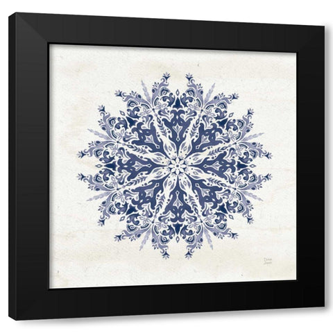 Bohemian Vibes VII Mandala Blue Black Modern Wood Framed Art Print by June, Dina