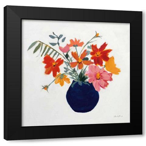 Simplicity Bouquet II Leaves Black Modern Wood Framed Art Print with Double Matting by Munger, Pamela