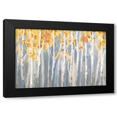 Golden Birches Spice Black Modern Wood Framed Art Print by Nai, Danhui