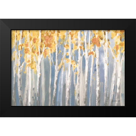 Golden Birches Spice Black Modern Wood Framed Art Print by Nai, Danhui