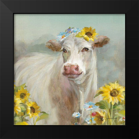 A Cow in a Crown Black Modern Wood Framed Art Print by Nai, Danhui