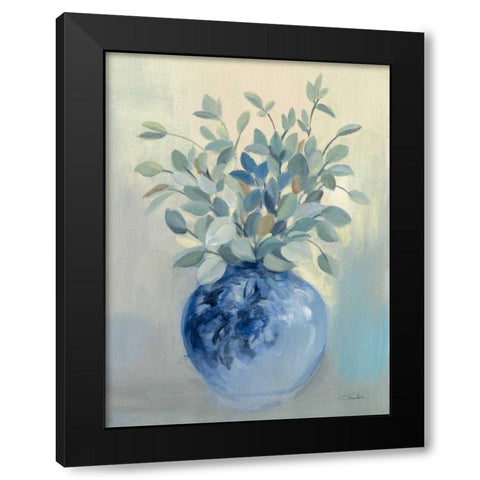 Sage Botanical Black Modern Wood Framed Art Print with Double Matting by Vassileva, Silvia