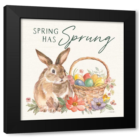 Happy Easter VI Spring Pineneedle Green Black Modern Wood Framed Art Print by Vassileva, Silvia