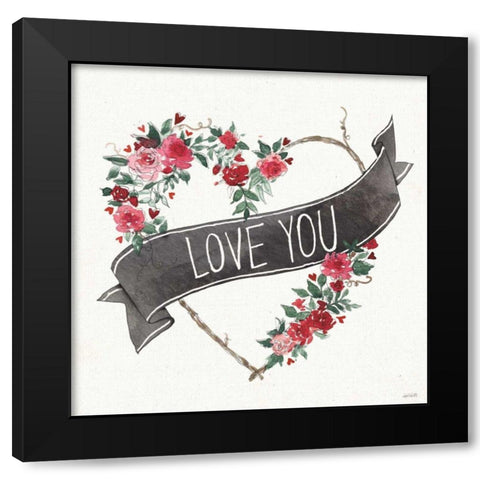 Love You I Black Banner Black Modern Wood Framed Art Print by Tavoletti, Anne