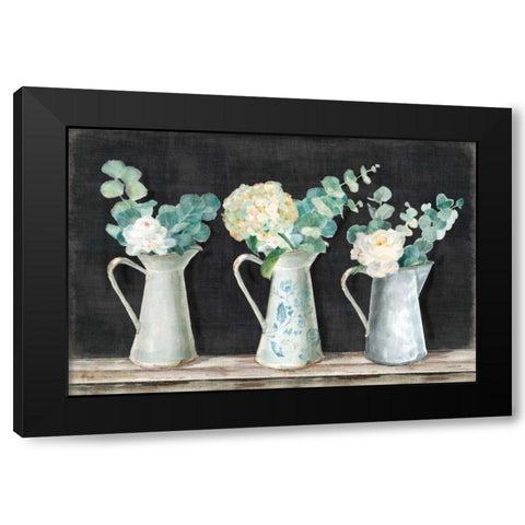 Farmhouse Bouquets Black Modern Wood Framed Art Print with Double Matting by Nai, Danhui