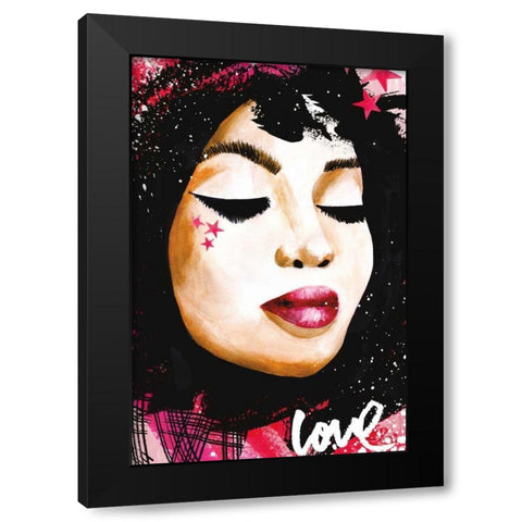 Love Star Black Modern Wood Framed Art Print by Charro, Mercedes Lopez