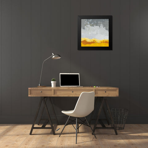 Landscape Yellow Grey Black Modern Wood Framed Art Print by Munger, Pamela