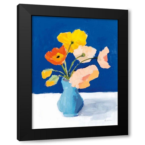 Poppies on Blue Black Modern Wood Framed Art Print by Munger, Pamela