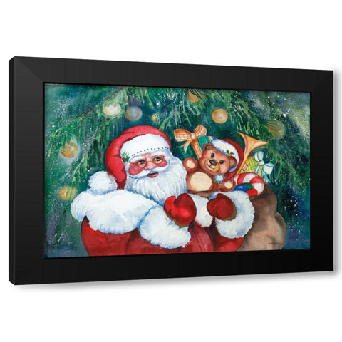 Jolly Santa Black Modern Wood Framed Art Print with Double Matting by McKenna, Kathleen Parr