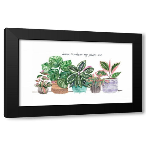 Happy House Plants I Black Modern Wood Framed Art Print with Double Matting by Panganiban, Karyn