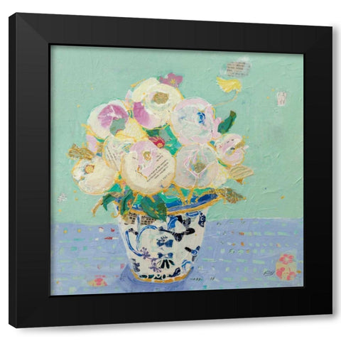 Kristens Peonies Black Modern Wood Framed Art Print with Double Matting by Day, Kellie