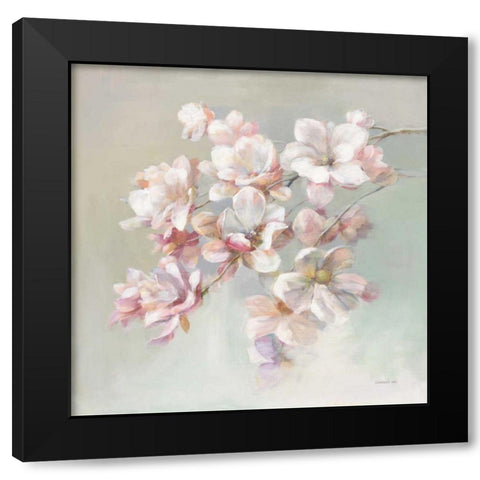 Sugar Magnolia Black Modern Wood Framed Art Print with Double Matting by Nai, Danhui