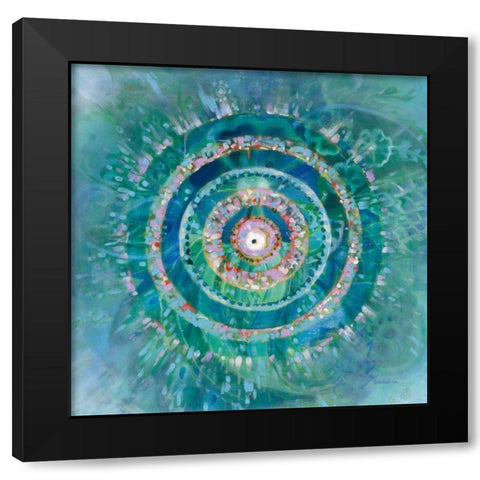 Ocean Mandala Black Modern Wood Framed Art Print with Double Matting by Nai, Danhui