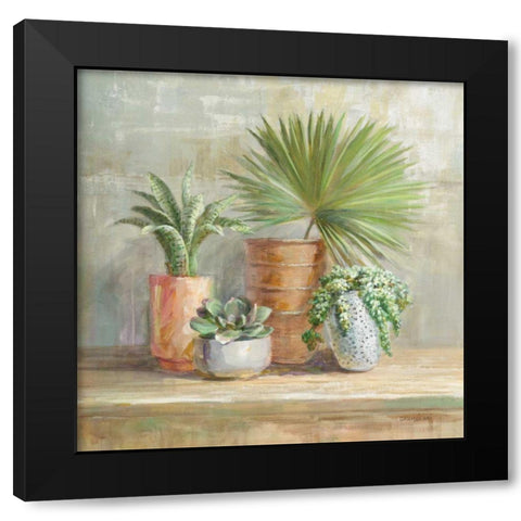 Indoor Garden Black Modern Wood Framed Art Print by Nai, Danhui