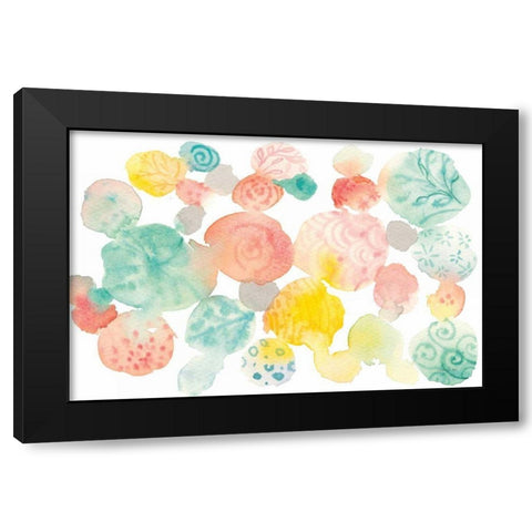 Color Dots Black Modern Wood Framed Art Print by Nai, Danhui