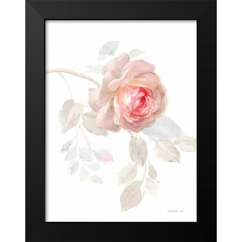 Gentle Rose I Black Modern Wood Framed Art Print by Nai, Danhui