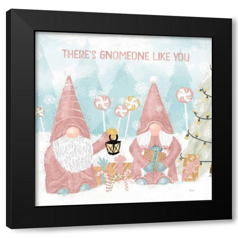 Gnome Sweet Gnome II Blush Black Modern Wood Framed Art Print with Double Matting by Charron, Veronique