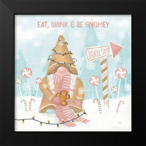 Gnome Sweet Gnome III Blush Black Modern Wood Framed Art Print by Charron, Veronique