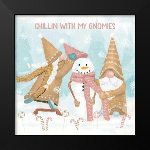 Gnome Sweet Gnome IV Blush Black Modern Wood Framed Art Print by Charron, Veronique