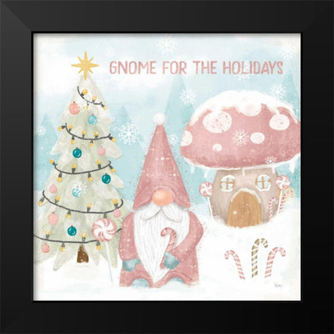 Gnome Sweet Gnome V Blush Black Modern Wood Framed Art Print by Charron, Veronique