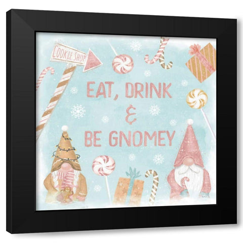 Gnome Sweet Gnome VI Blush Black Modern Wood Framed Art Print with Double Matting by Charron, Veronique